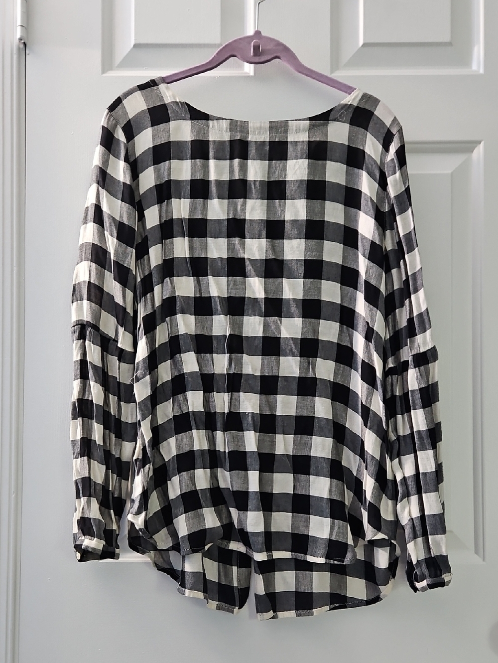 LOFT Black & White Checkered Button-Back Tunic